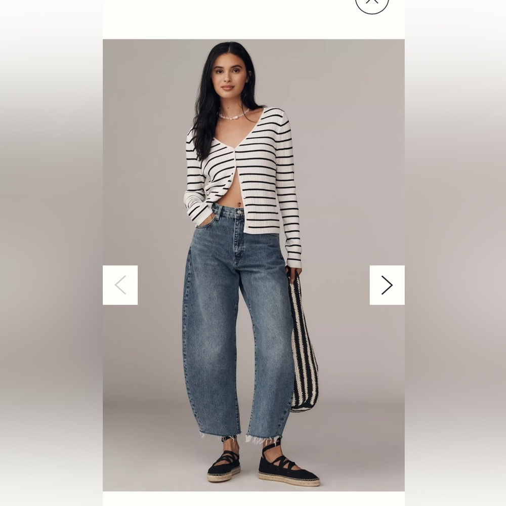 Frame bubble high rise barrel leg jeans NWT